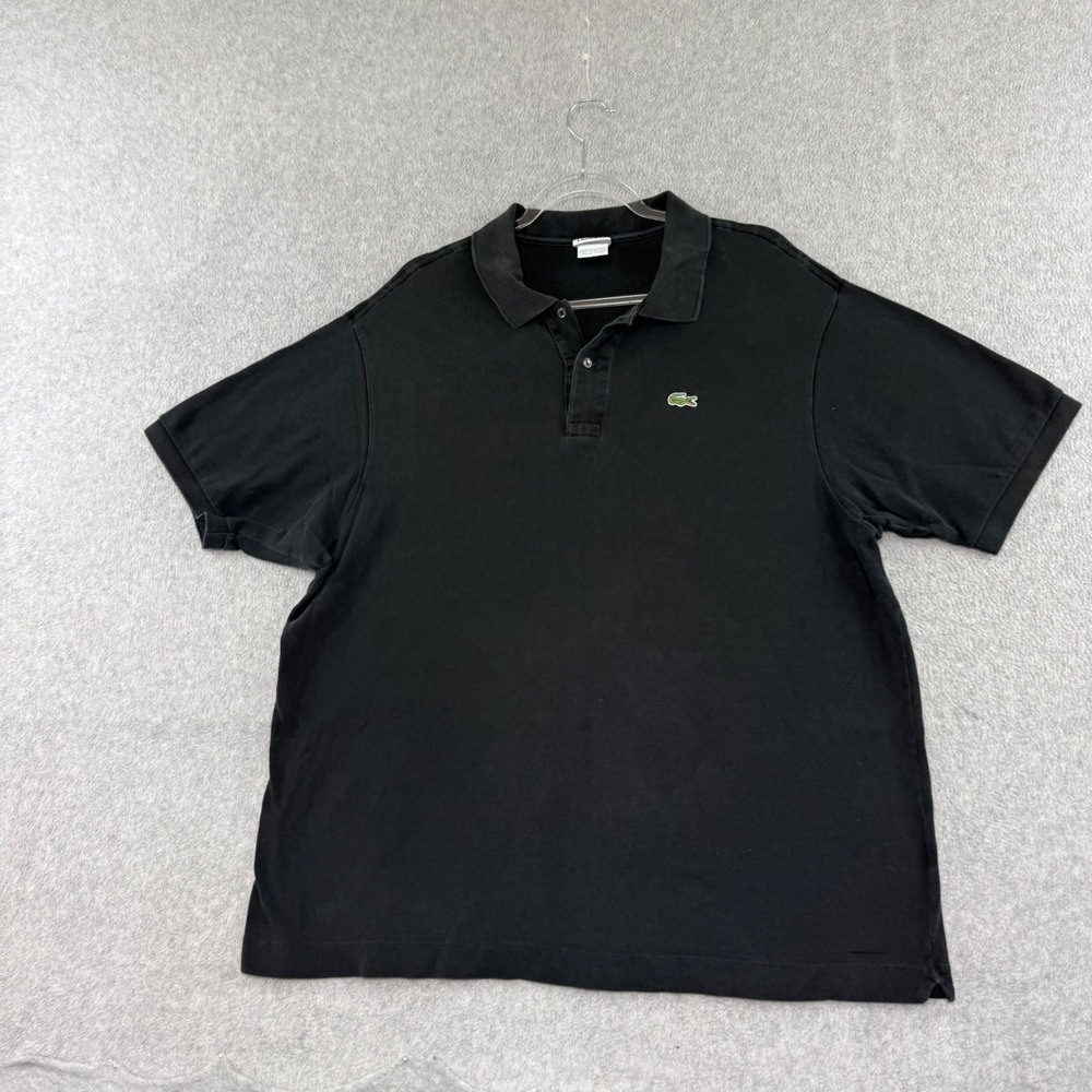 Lacoste Pique Polo Shirt Mens XXL 8 Black Short Sleeve Crocodile Logo Classic